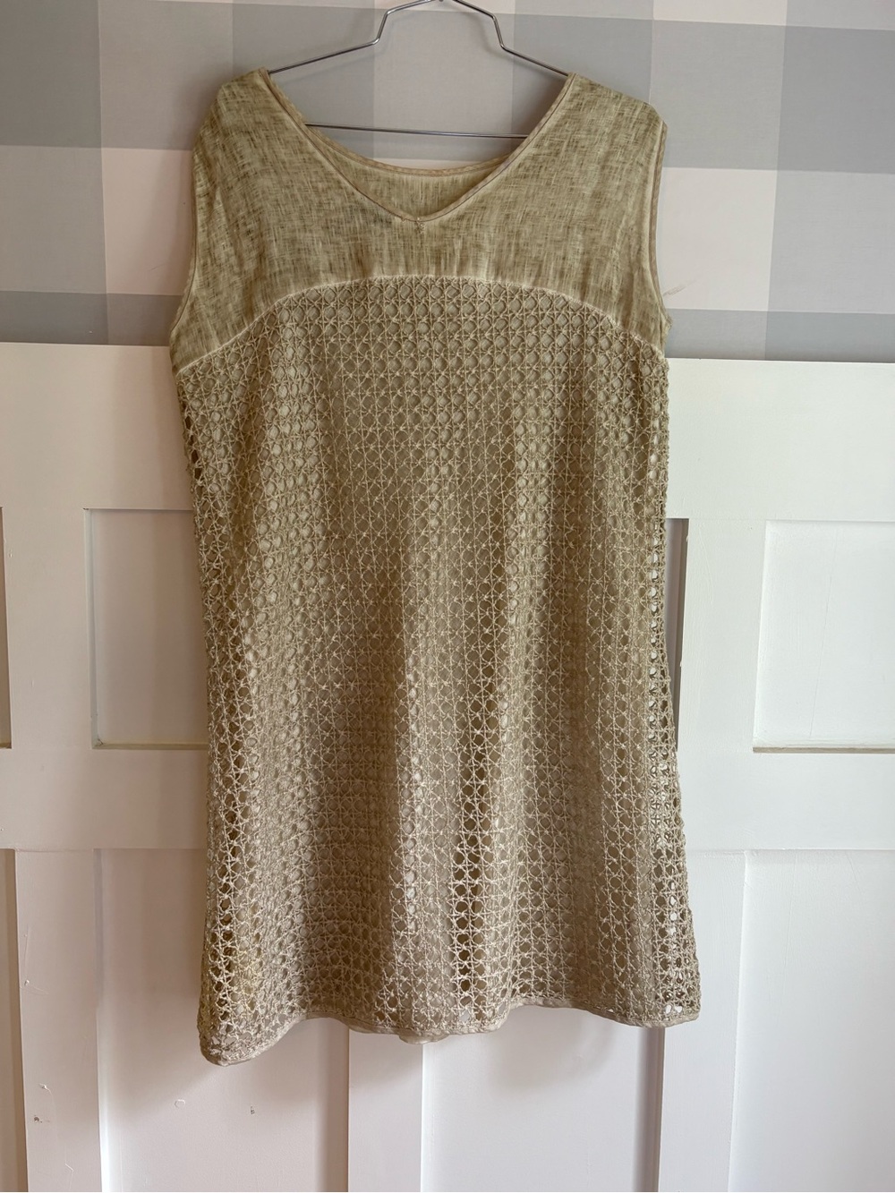 Elisa Cavaletti Cream Crochet Sleeveless Mini Dress XL - Picture 5 of 10